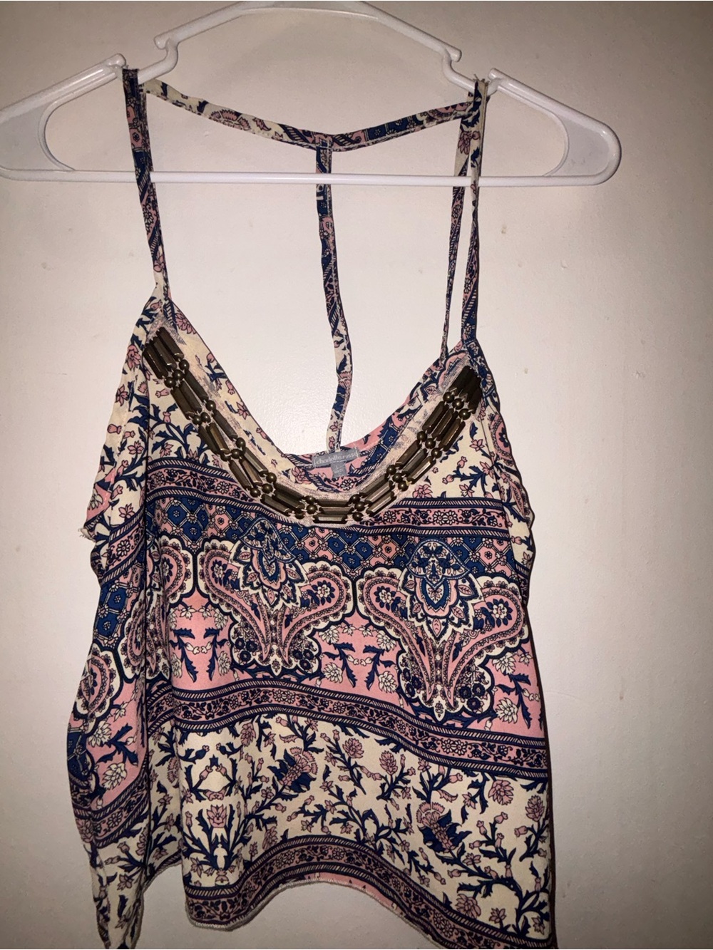 Charlotte Russe Pink & Navy Paisley Strappy Camisole